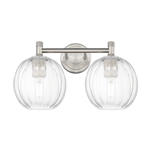 Innovations Preston Globe 15in 2-Light Bath Vanity | Industrial Satin Nickel and Clear Glass | Bathroom & Powder Room | Model 434-2W-SN-G458-7CL