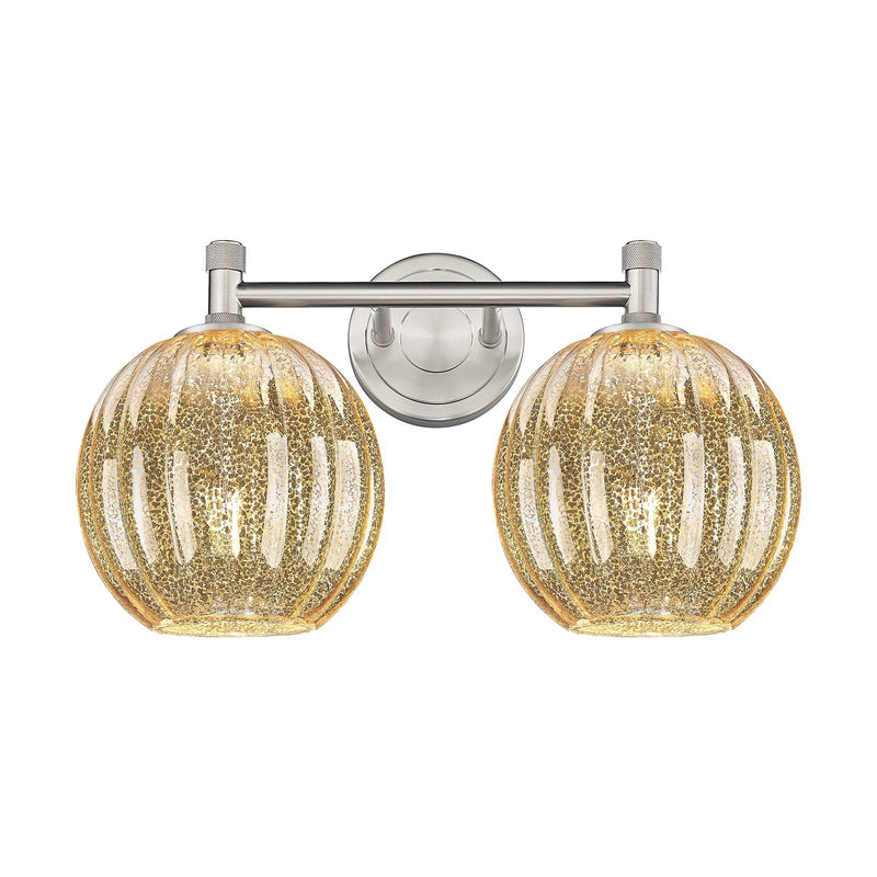 Innovations Preston Globe 15in 2-Light Bath Vanity | Industrial Satin Nickel and Mercury Glass | Bathroom & Powder Room | Model 434-2W-SN-G458-7ME