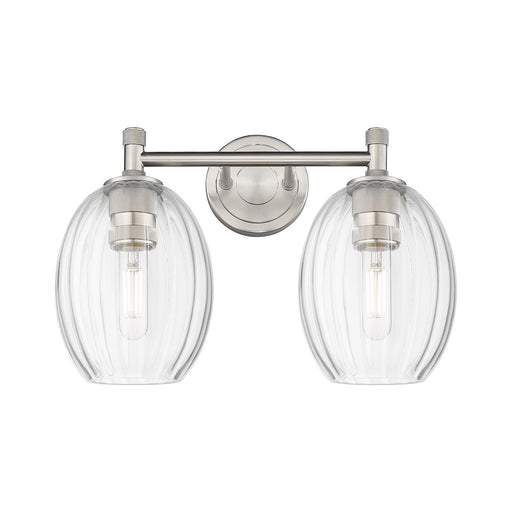 Innovations Preston Bulb 14in 2-Light Bath Vanity | Industrial Satin Nickel and Clear Glass | Bathroom & Powder Room | Model 434-2W-SN-G459-6CL