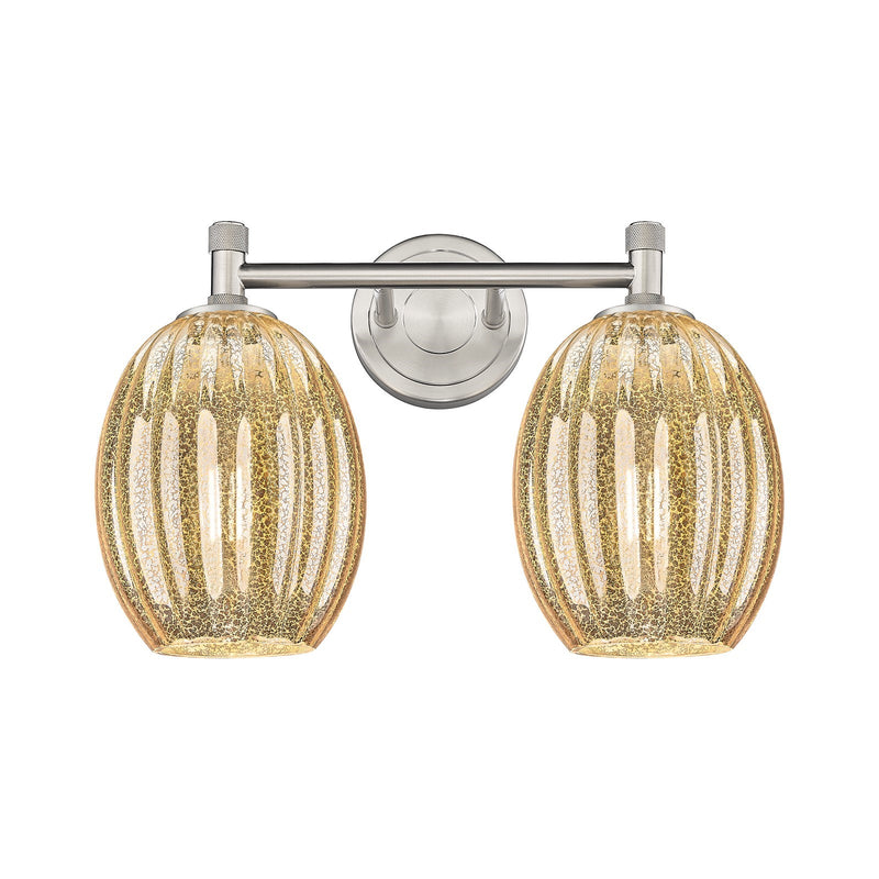 Innovations Preston Bulb 14in 2-Light Bath Vanity | Industrial Satin Nickel and Mercury Glass | Bathroom & Powder Room | Model 434-2W-SN-G459-6ME