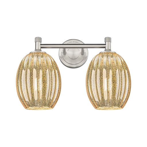 Innovations Preston Bulb 14in 2-Light Bath Vanity | Industrial Satin Nickel and Mercury Glass | Bathroom & Powder Room | Model 434-2W-SN-G459-6ME
