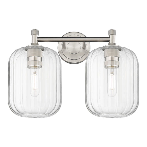 Innovations Preston Cylinder 15in 2-Light Bath Vanity | Industrial Satin Nickel and Clear Glass | Bathroom & Powder Room | Model 434-2W-SN-G460-7CL