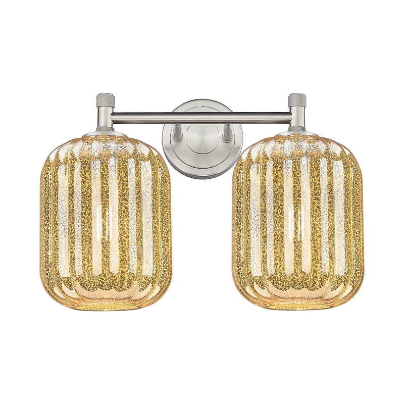 Innovations Preston Cylinder 15in 2-Light Bath Vanity | Industrial Satin Nickel and Mercury Glass | Bathroom & Powder Room | Model 434-2W-SN-G460-7ME
