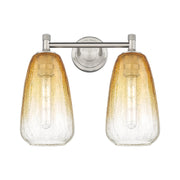 Innovations Brookhaven Almond 14in 2-Light Bath Vanity | Industrial Satin Nickel and Amber Glass | Bathroom & Powder Room | Model 434-2W-SN-G480-6AM