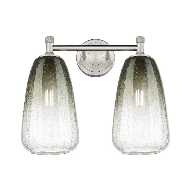 Innovations Brookhaven Almond 14in 2-Light Bath Vanity | Industrial Satin Nickel and Slate Glass | Bathroom Vanity Light | Model 434-2W-SN-G480-6SL