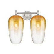 Innovations Brookhaven Flute 15in 2-Light Bath Vanity | Industrial Satin Nickel and Amber Glass | Bathroom & Powder Room | Model 434-2W-SN-G484-7AM