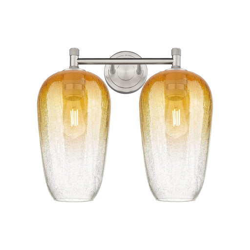 Innovations Brookhaven Flute 15in 2-Light Bath Vanity | Industrial Satin Nickel and Amber Glass | Bathroom & Powder Room | Model 434-2W-SN-G484-7AM