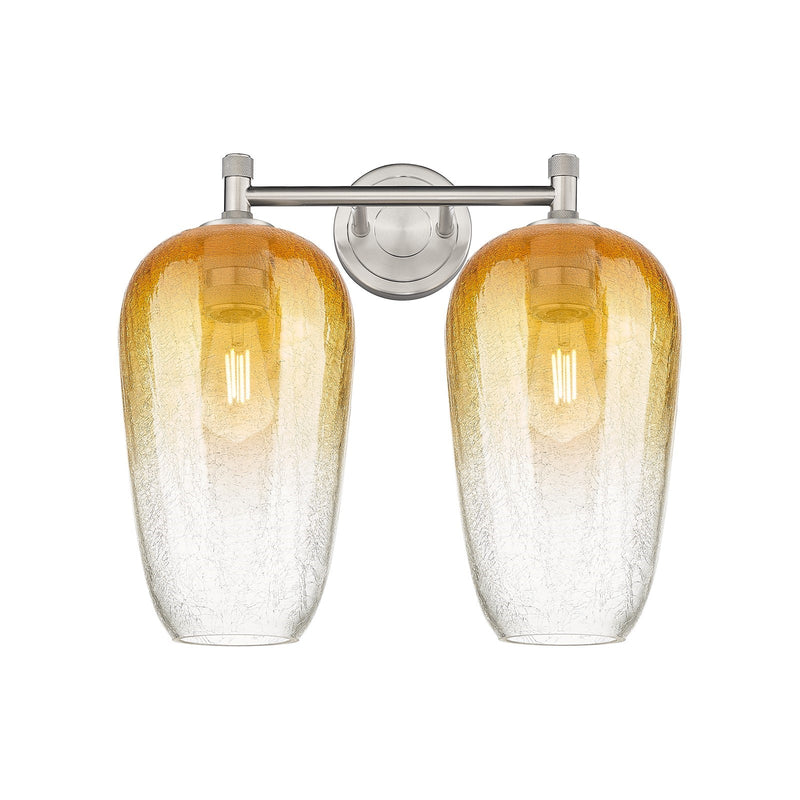 Innovations Brookhaven Flute 15in 2-Light Bath Vanity | Industrial Satin Nickel and Amber Glass | Bathroom & Powder Room | Model 434-2W-SN-G484-7AM