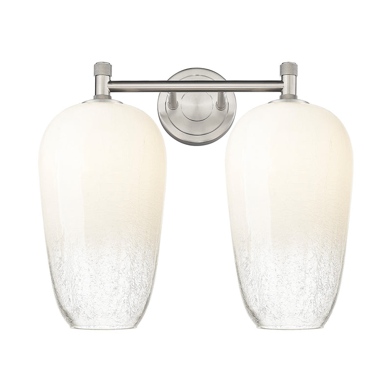 Innovations Brookhaven Flute 15in 2-Light Bath Vanity | Industrial Satin Nickel and Opal Glass | Bathroom & Powder Room | Model 434-2W-SN-G484-7OP