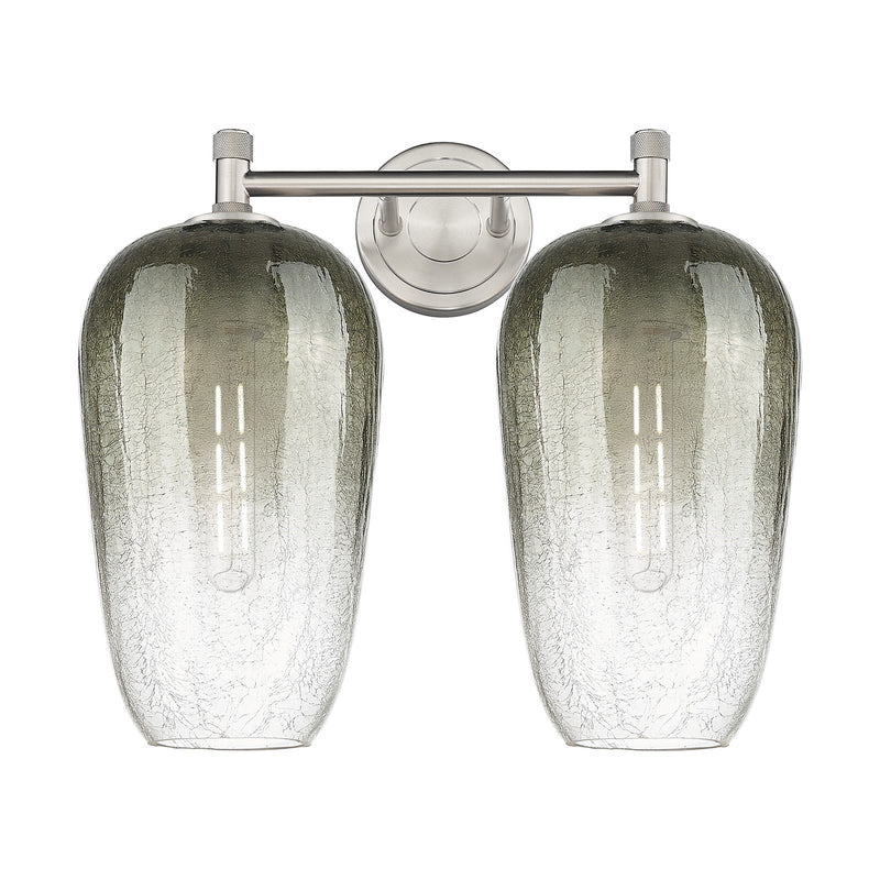Innovations Brookhaven Flute 15in 2-Light Bath Vanity | Industrial Satin Nickel and Slate Glass | Bathroom & Powder Room | Model 434-2W-SN-G484-7SL
