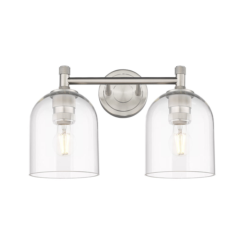 Innovations Bella 13.5in 2-Light Bath Vanity | Industrial Satin Nickel and Clear Glass | Bathroom & Powder Room | Model 434-2W-SN-G558-6CL