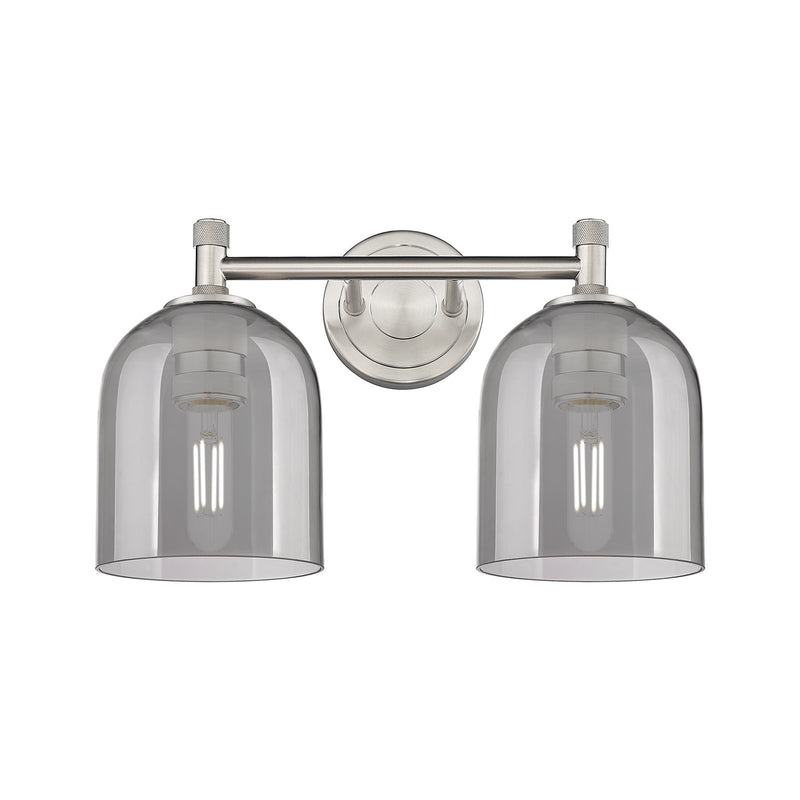 Innovations Bella 13in 2-Light Bath Vanity | Industrial Satin Nickel and Light Smoke Glass | Bathroom & Powder Room | Model 434-2W-SN-G558-6SM