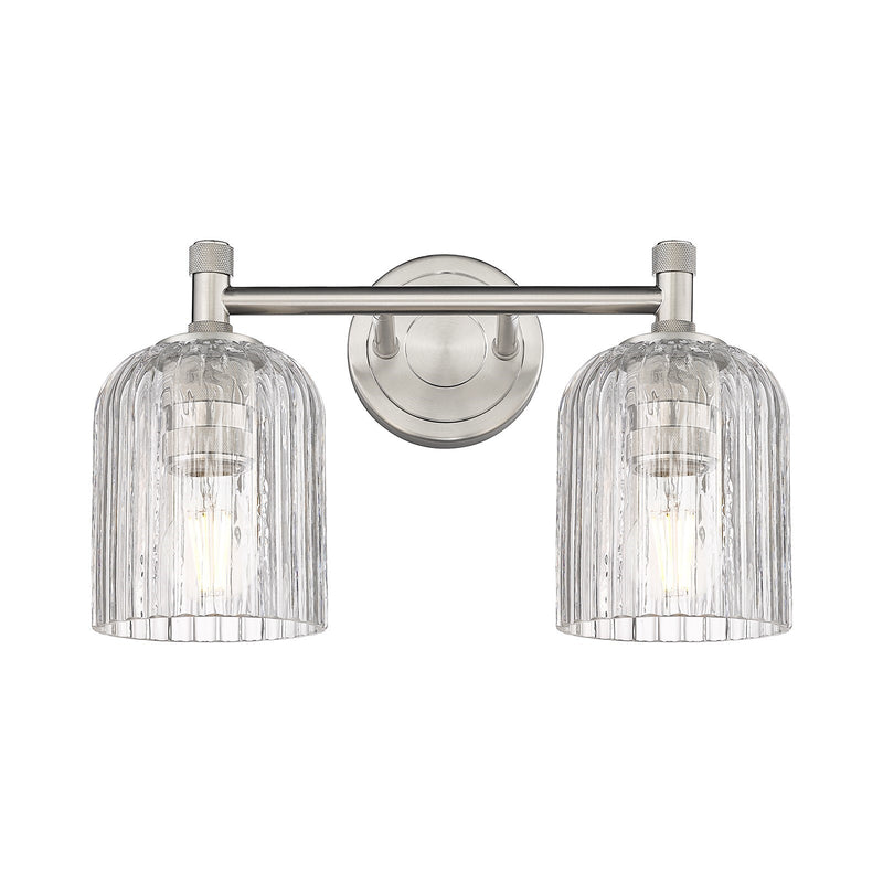Innovations Crown Point 13in 2-Light Bath Vanity | Industrial Satin Nickel and Clear Glass | Bathroom & Powder Room | Model 434-2W-SN-G559-5CL