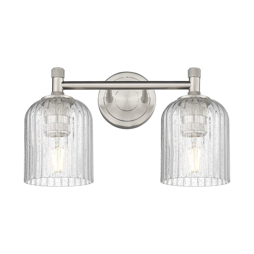 Innovations Crown Point 13in 2-Light Bath Vanity | Industrial Satin Nickel and Seedy Glass | Bathroom & Powder Room | Model 434-2W-SN-G559-5SDY