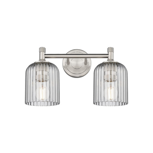 Innovations Crown Point 13in 2-Light Bath Vanity | Industrial Satin Nickel and Light Smoke Glass | Bathroom & Powder Room | Model 434-2W-SN-G559-5SM