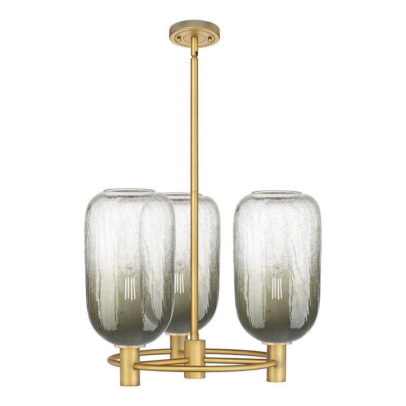 Innovations Brookhaven Cloche 21in 3-Light Pendant | Industrial Brushed Brass and Slate Glass | Kitchen Island & Dining | Model 434-3CR-BB-G482-7SL