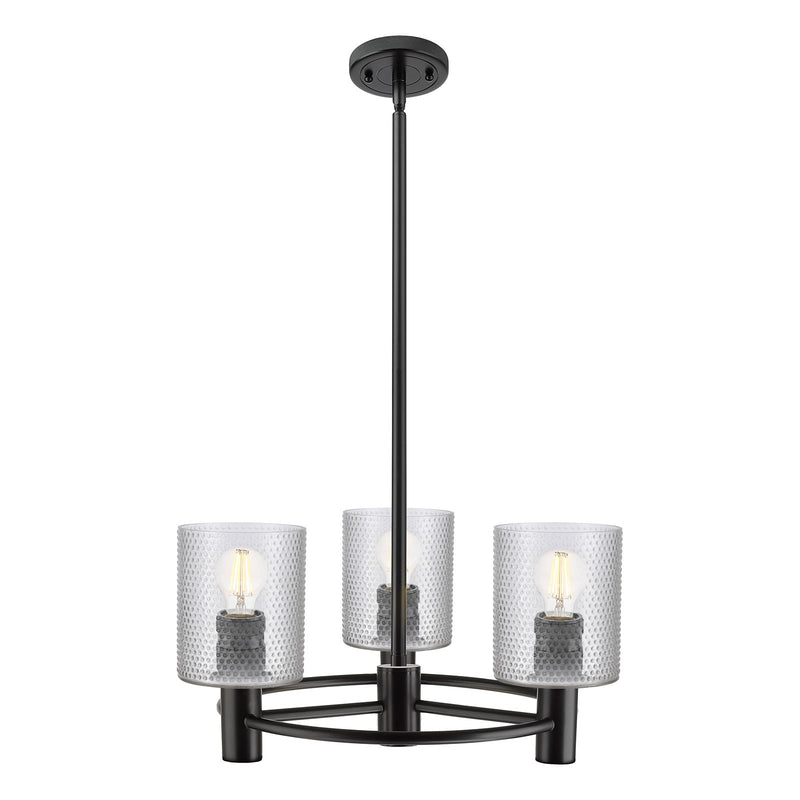 Innovations Cobbleskill 19in 3-Light Pendant | Industrial Matte Black and Clear Glass | Kitchen Island & Dining Room | Model 434-3CR-BK-G112