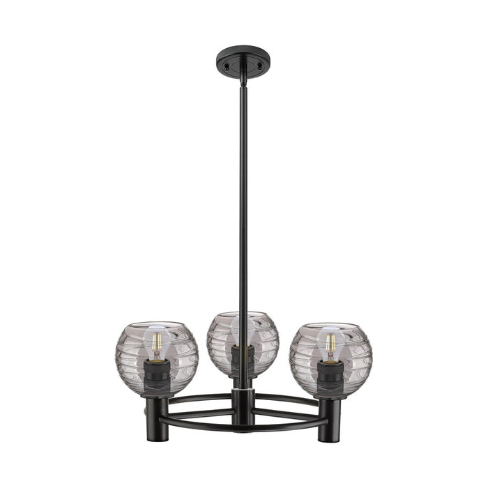 Innovations Crown Point 3Lt 20" Stem Pendant, Black/Smoke - 434-3CR-BK-G1213-6SM