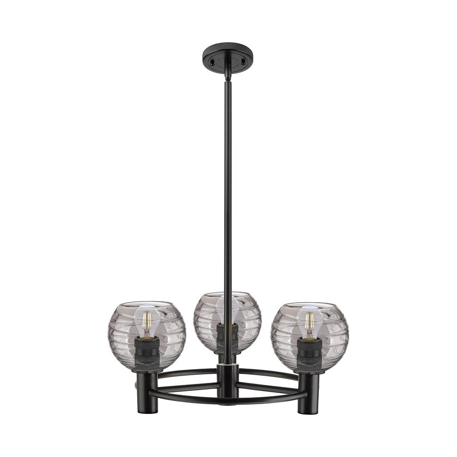 Innovations Crown Point 3Lt 20" Stem Pendant, Black/Smoke - 434-3CR-BK-G1213-6SM