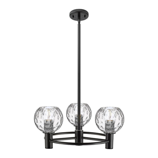 Innovations Athens Water Glass 20in 3-Light Pendant | Industrial Matte Black and Clear Water Glass | Kitchen Island | Model 434-3CR-BK-G1215-6