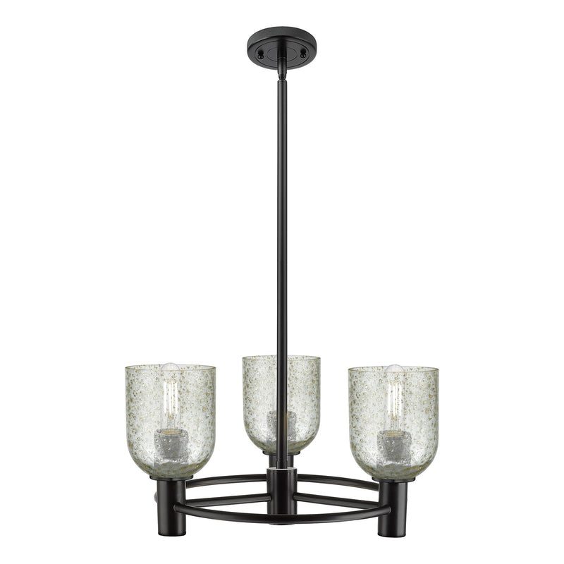 Innovations Caledonia 19in 3-Light Pendant | Industrial Matte Black and Mica Glass | Kitchen Island & Dining Room | Model 434-3CR-BK-G259
