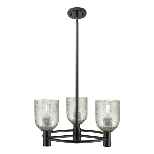 Innovations Caledonia 19in 3-Light Pendant | Industrial Matte Black and Mica Glass | Kitchen Island & Dining Room | Model 434-3CR-BK-G259