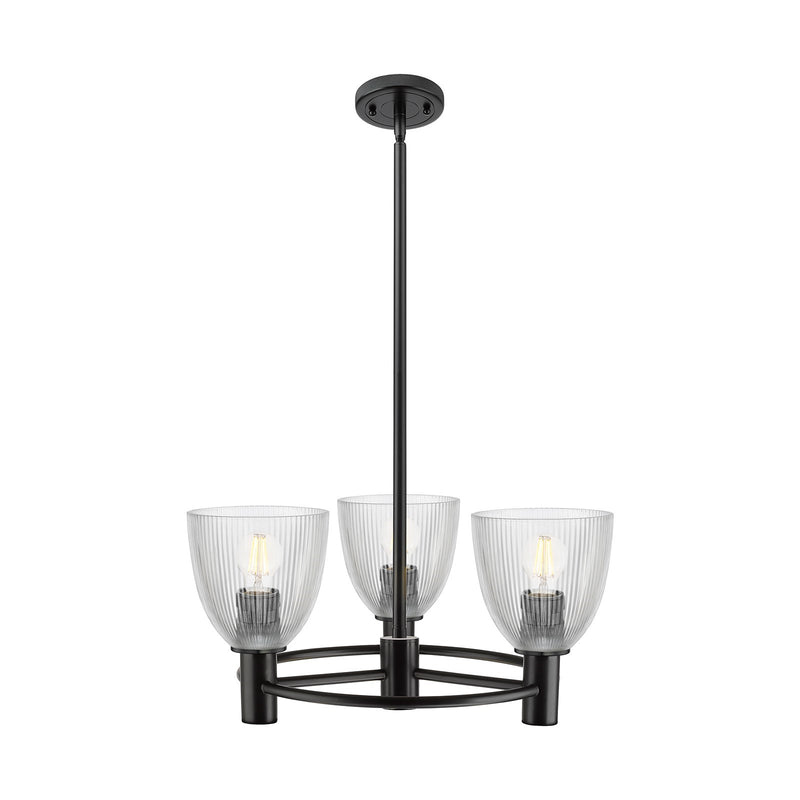 Innovations Castile 20in 3-Light Pendant | Industrial Matte Black and Clear Glass | Kitchen Island & Dining Room | Model 434-3CR-BK-G382