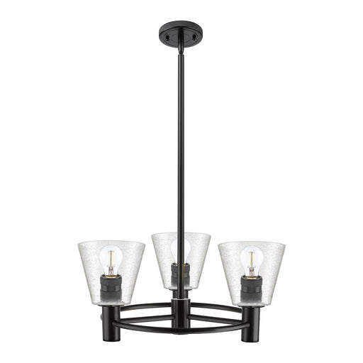 Innovations Caton 20in 3-Light Pendant | Industrial Matte Black and Frosted Glass | Kitchen Island & Dining Room | Model 434-3CR-BK-G454