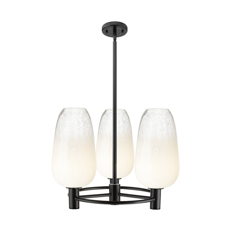 Innovations Brookhaven Flute 21in 3-Light Pendant | Industrial Matte Black and Opal Glass | Kitchen Island & Dining Room | Model 434-3CR-BK-G484-7OP