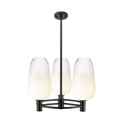 Innovations Brookhaven Flute 21in 3-Light Pendant | Industrial Matte Black and Opal Glass | Kitchen Island & Dining Room | Model 434-3CR-BK-G484-7OP