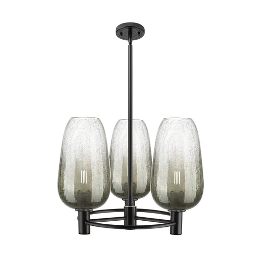 Innovations Brookhaven Flute 21in 3-Light Pendant | Industrial Matte Black and Slate Glass | Kitchen Island & Dining Room | Model 434-3CR-BK-G484-7SL