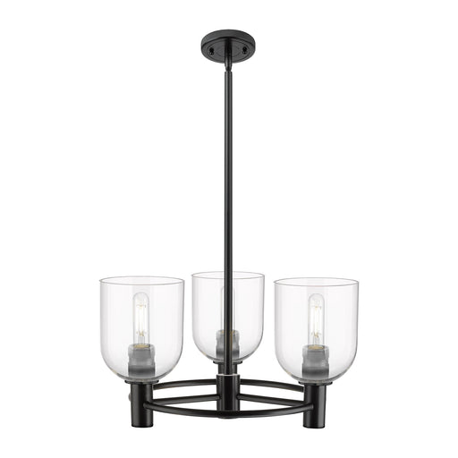 Innovations Bella 19in 3-Light Pendant | Industrial Matte Black and Clear Glass | Kitchen Island & Dining Room | Model 434-3CR-BK-G558-6CL