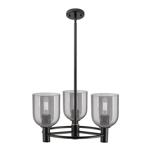 Innovations Bella 20in 3-Light Pendant | Industrial Matte Black and Light Smoke Glass | Kitchen Island & Dining Room | Model 434-3CR-BK-G558-6SM