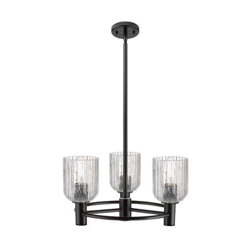 Innovations Crown Point 19in 3-Light Pendant | Industrial Matte Black and Clear Bell Glass | Kitchen Island & Dining Room | Model 434-3CR-BK-G559-5CL