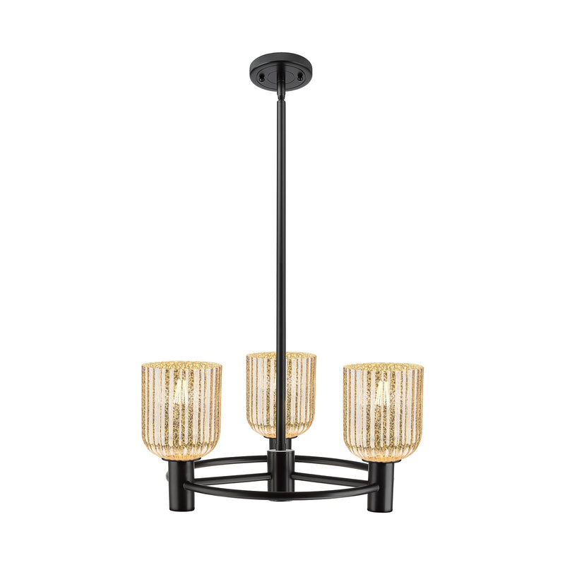 Innovations Crown Point 19in 3-Light Pendant | Industrial Matte Black and Mercury Bell Glass | Kitchen Island & Dining | Model 434-3CR-BK-G559-5ME