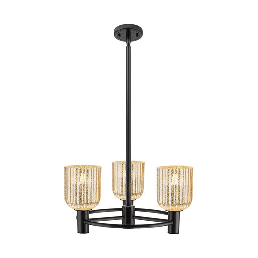 Innovations Crown Point 19in 3-Light Pendant | Industrial Matte Black and Mercury Bell Glass | Kitchen Island & Dining | Model 434-3CR-BK-G559-5ME
