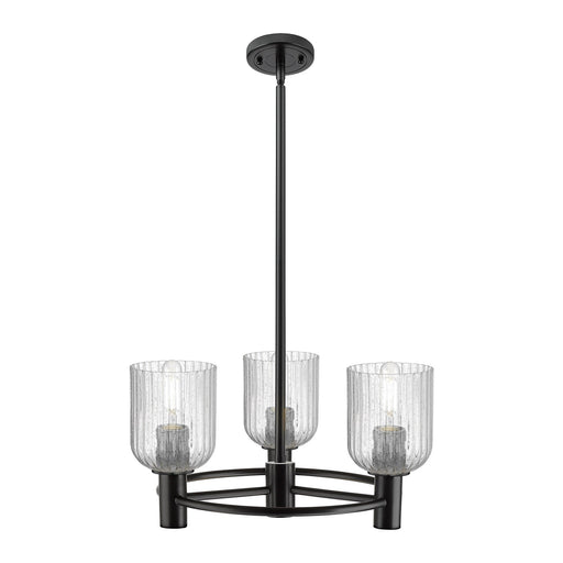 Innovations Crown Point 19in 3-Light Pendant | Industrial Matte Black and Seedy Glass | Kitchen Island & Dining Room | Model 434-3CR-BK-G559-5SDY