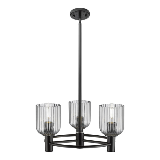 Innovations Crown Point 19in 3-Light Pendant | Industrial Matte Black and Light Smoke Glass | Kitchen Island & Dining | Model 434-3CR-BK-G559-5SM