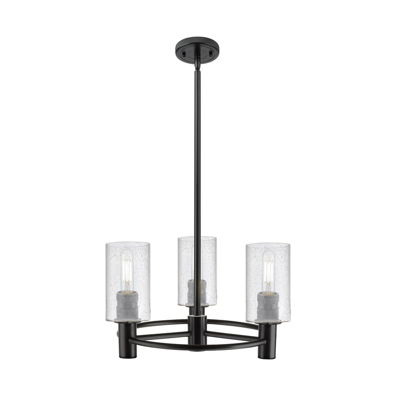 Innovations Clymer 18in 3-Light Pendant | Industrial Matte Black and Seedy Glass | Kitchen Island & Dining Room | Model 434-3CR-BK-G804