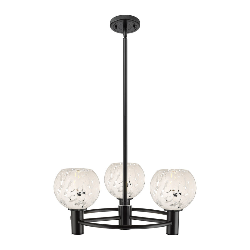 Innovations White Mouchette 20in 3-Light Pendant | Industrial Polished Nickel and White Glass | Kitchen Island & Dining | Model 434-3CR-PN-G1216-6WM
