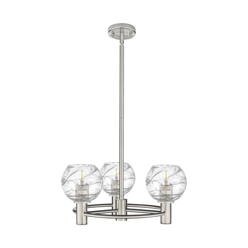 Innovations Crown Point 19.8in 3-Light Pendant | Industrial Satin Nickel and Deco Swirl Glass | Kitchen Island & Dining | Model 434-3CR-SN-G1213-6CL