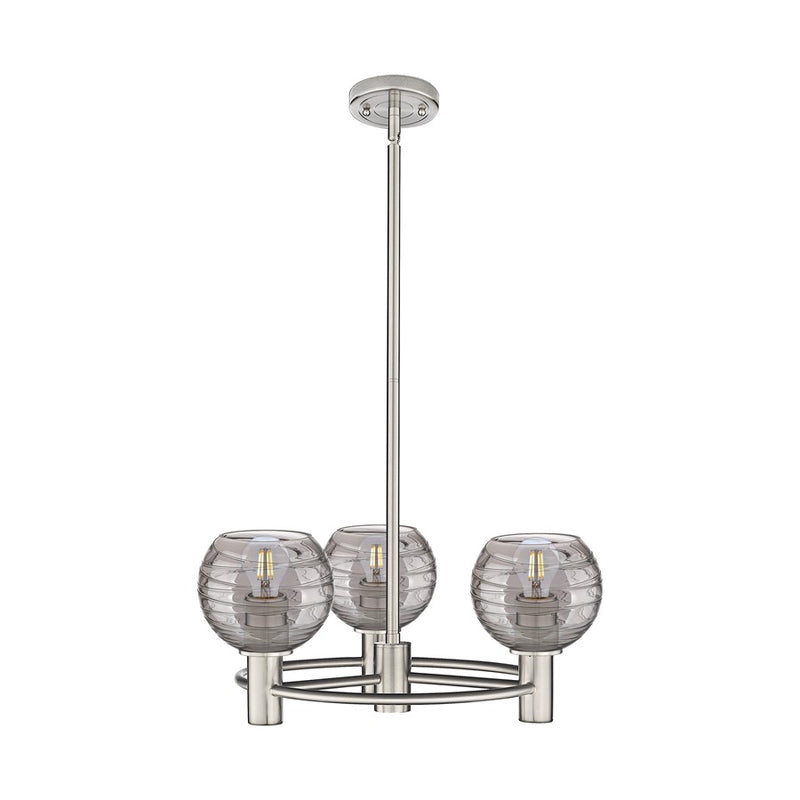 Innovations Crown Point 3Lt 20" Stem Pendant, SN/Smoke - 434-3CR-SN-G1213-6SM