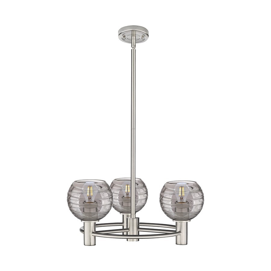 Innovations Crown Point 3Lt 20" Stem Pendant, SN/Smoke - 434-3CR-SN-G1213-6SM