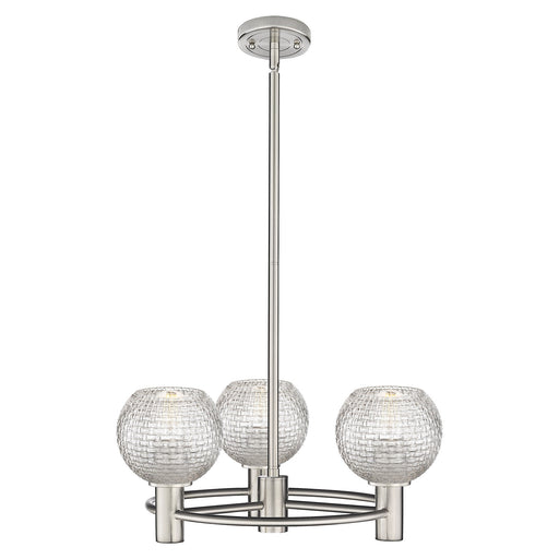 Innovations Athens Basket Weave 20in 3-Light Pendant | Industrial Satin Nickel and Clear Glass | Kitchen Island & Dining | Model 434-3CR-SN-G122C-6CL