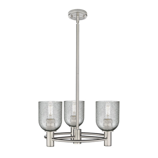 Innovations Caledonia 19in 3-Light Pendant | Industrial Satin Nickel and Charcoal Glass | Kitchen Island & Dining Room | Model 434-3CR-SN-G257