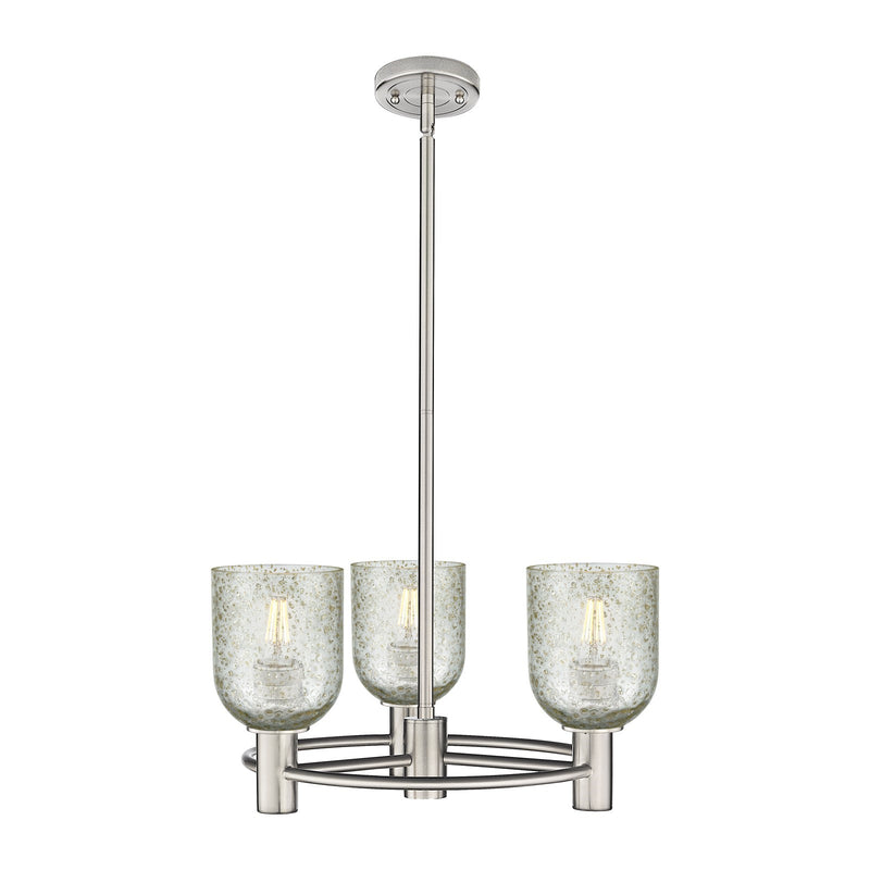 Innovations Caledonia 19in 3-Light Pendant | Industrial Satin Nickel and Mica Glass | Kitchen Island & Dining Room | Model 434-3CR-SN-G259