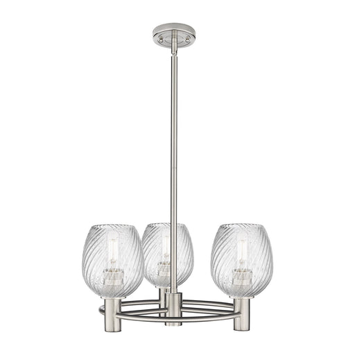 Innovations Salina 19.75in 3-Light Pendant | Industrial Satin Nickel and Clear Spiral Fluted Glass | Kitchen Island & Dining | Model 434-3CR-SN-G292
