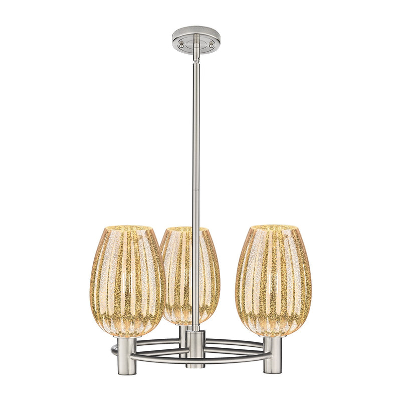 Innovations Preston Flute 20in 3-Light Pendant | Industrial Satin Nickel and Mercury Glass | Kitchen Island & Dining Room | Model 434-3CR-SN-G457-6ME