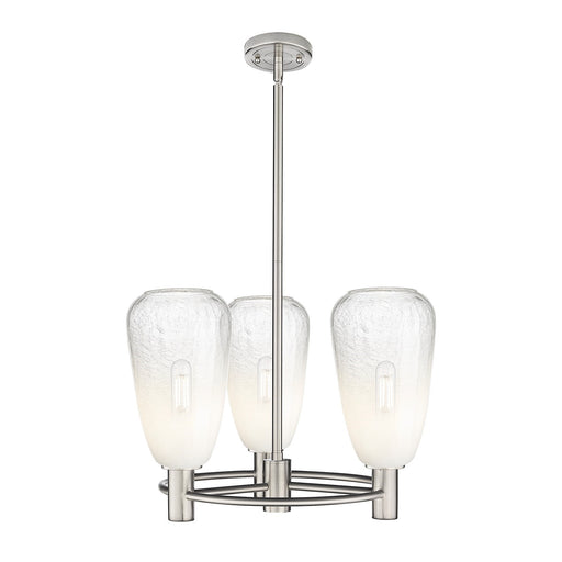 Innovations Brookhaven Almond 20in 3-Light Pendant | Industrial Satin Nickel and Opal Glass | Kitchen Island & Dining | Model 434-3CR-SN-G480-6OP