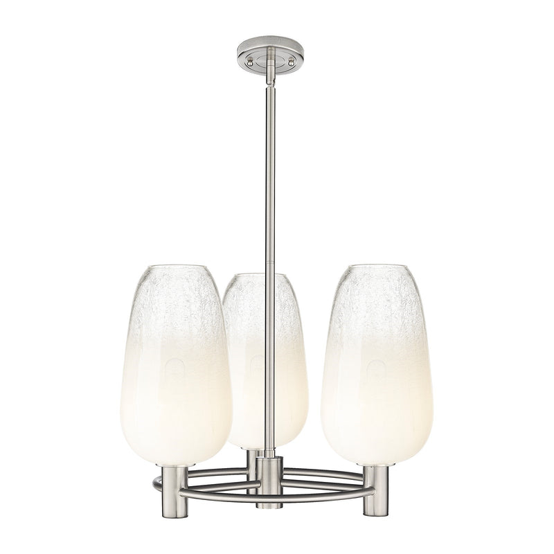 Innovations Brookhaven Flute 21in 3-Light Pendant | Industrial Satin Nickel and Opal Glass | Kitchen Island & Dining Room | Model 434-3CR-SN-G484-7OP
